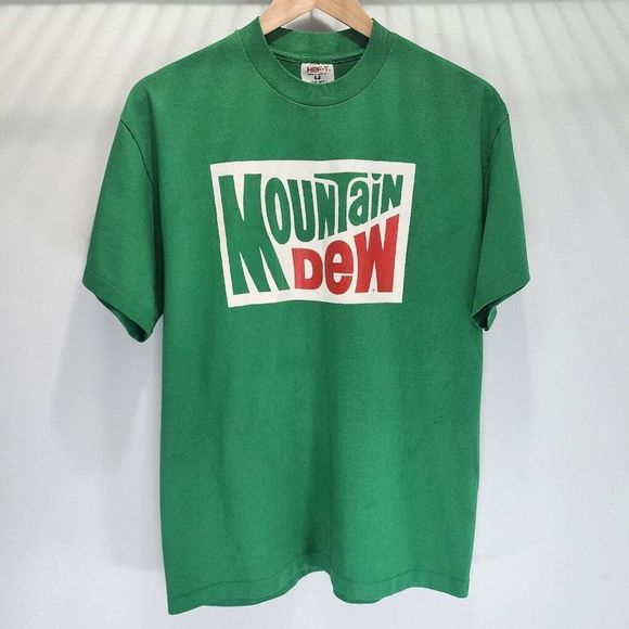 Mountain Dew Vintage Logo Original Dew Shirt Green Single Stitch USA Men Size XL - Picture 1 of 6